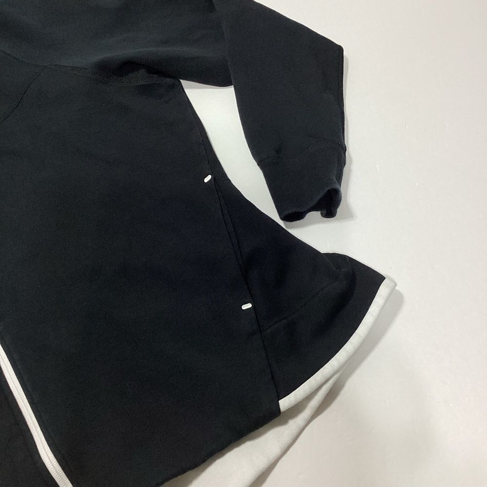 Nike Zip Front Hoodie Sweatshirt Wide Hem Black With White Detail Scuba Hood XXL - Picture 2 of 11